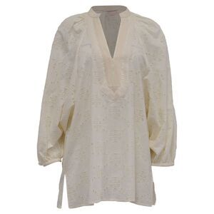 Tory Burch Broderie Tunic Blouse in Cream Cotton